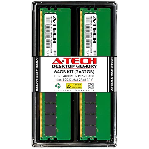 A-Tech 64GB キット (2x32GB) RAM Dell XPS 8950 デスクトップ用 | DDR5 4800MHz PC5-38400 DIMM 2Rx8 1.1V 288ピン ノンECC UDIMM メモリアップグレード