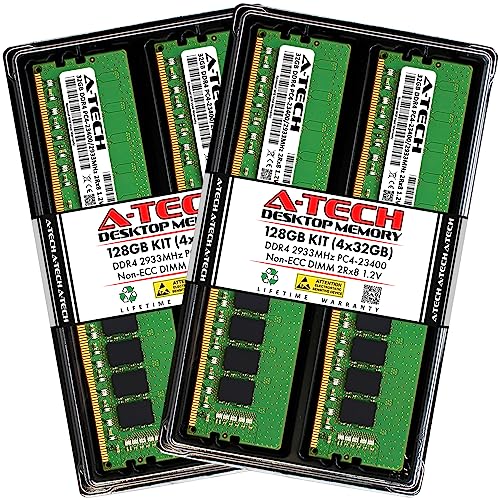 A-Tech 128GB キット (4x32GB) RAM Dell G5 5000 ゲーミングデスクトップ用 | DDR4 2933MHz PC4-23400 DIMM 2Rx8 1.2V 288ピン ノンECC UDIMM メモリアップグレード