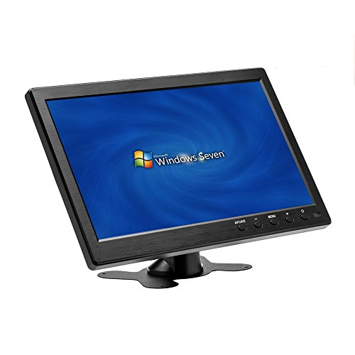 Hikity 10.1インチ小型HDMIモニター ポータブルCCTVモニター 1280x600 PC/TV/Raspberry Pi/カメラ/ゲーム用 BNC/AVI/VGA/HDMI入力ケーブル付き リモコン対応 スピーカー内蔵フリップイメージ Monitor-K0202