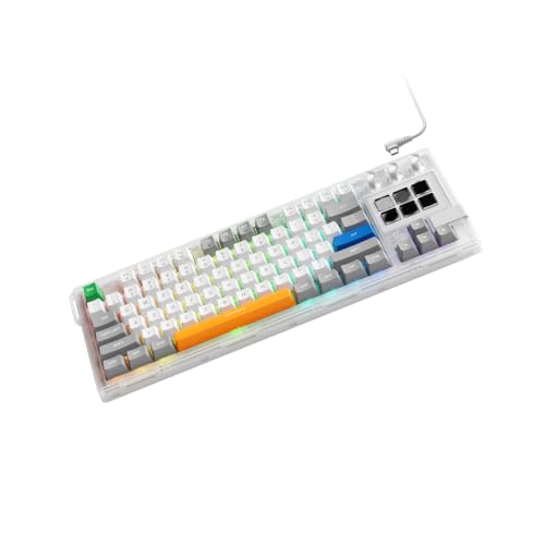 YEATTNGL ゲーミング デスク メカニカル キーボード、 6 つの LCD ディスプレイ ボタン、 3 つのコントロール、 生産性のための Type-C バックライト付きセットアップメカニカル キーボード LCD ディスプレイ ボタン Type C バックライト付きホットスワップ対応ゲーム ストリーミング