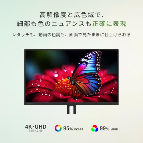レグザ REGZA PCモニター 27インチ 4K 5年保証 広視野角IPS USB Type-C(65W)/HDMI/DP対応 アイケア 在宅勤務 簡単組み立て VESA対応 高さ調整 内蔵スピーカー ブラック RM-27N5SE