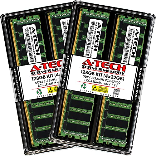 A-Tech 128GB キット (4x32GB) RAM QNAP ES2486dc NAS用 | DDR4 2133MHz PC4-17000 ECC LRDIMM 4Rx4 1.2V 288ピン 負荷低減 DIMM メモリアップグレード