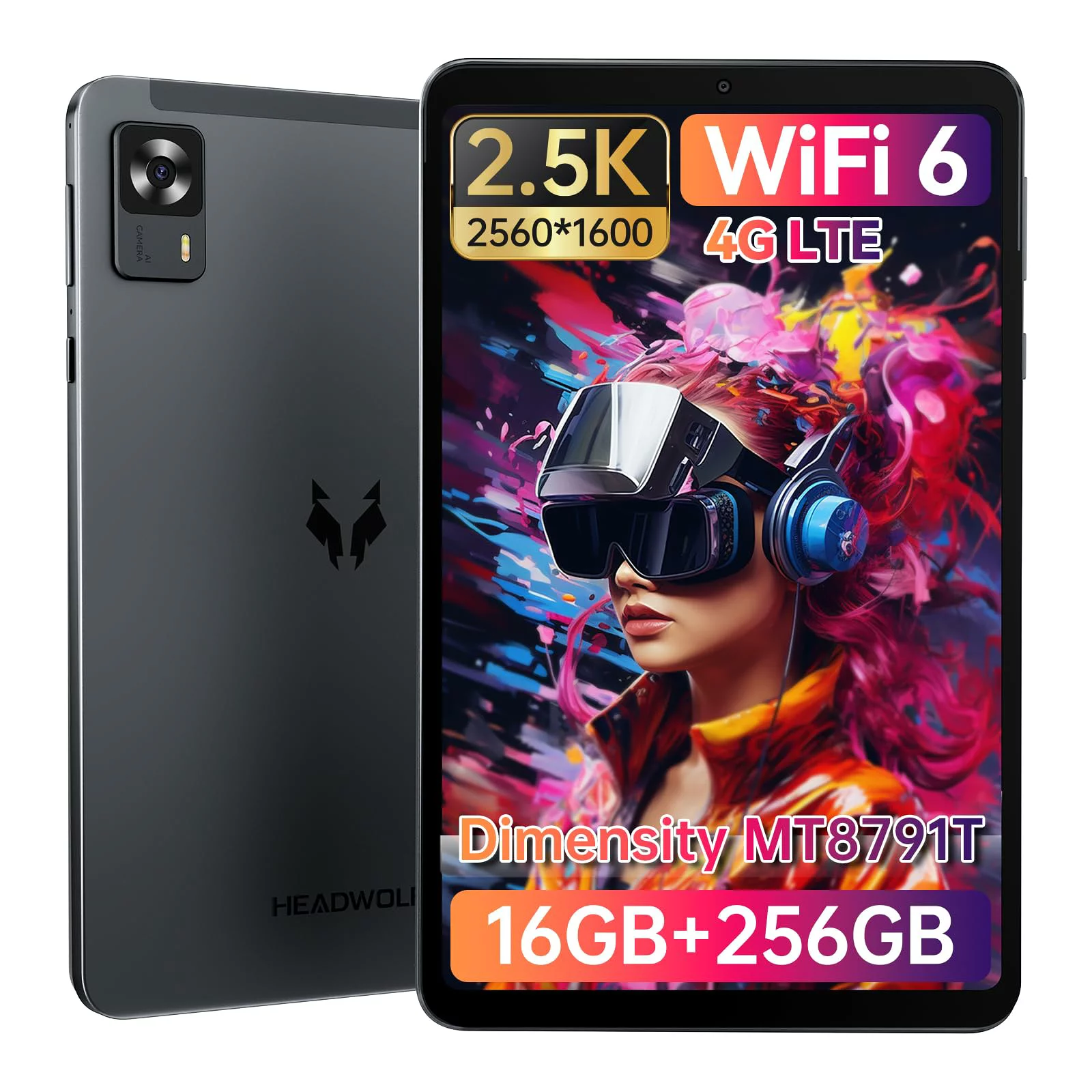 アンドロイド タブレット 8インチ Android 15 SIMフリー 2560x1600解像度 16GB 256GB 6軸ジャイロ 6500mAh PD18W急速充電 4G通信 WiFi6 BT5.2 Widevine L1 8MP 16MP 顔認識 ワイヤレス投影 GPS アンドロイドタブレット
