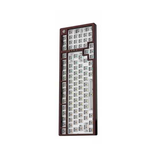 QHStealthy メカニカルキーボード 高剛性アルミ 指紋認証対応 4K出力対応 静音吸音設計 無線有線切替 長持ち電源 滑らか打鍵 安定通信 クリエーター作業に適用, Burgundy 98