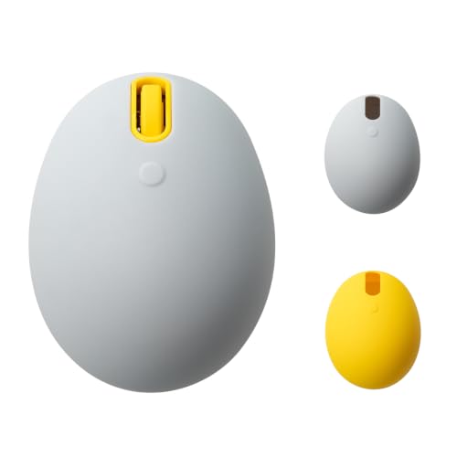 エレコム ワイヤレスマウス EGG MOUSE マウス 卵型マウス Bluetooth 静音 4ボタン 乾電池式 両手どちらでも使用可能 ソフトシェル付 イエロー M-EGG40BBXSSYL