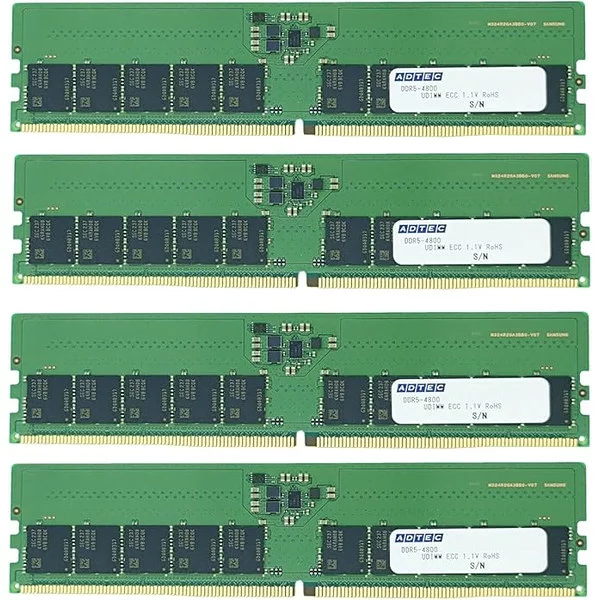 ADTEC DDR5-4800 UDIMM ECC 32GB (2Rx8)×4枚組 ADS4800D-E32GDB4 PC5-38400 288pin 6年保証 サーバー ワークステーション用 増設メモリ アドテック【納期要確認・キャンセル不可・北海道沖縄離島配送不可】 -お取り寄せ- 4946516100581-ds