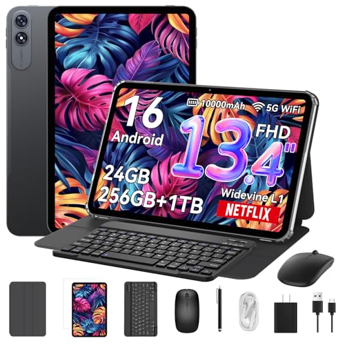 TABWEE T60PRO 13インチ Android16 120Hz FHD大画面 24GB+256GB+2TB拡張 在宅勤務 ビジネス 動画視聴