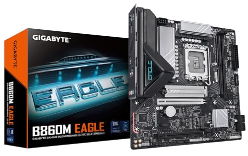 GIGABYTE B860M EAGLEマザーボード - Intel Core UltraシリーズCPU、6+1+2+1フェーズVRM、最大9066MHz DDR5、1xPCIe 5.0 + PCIe 4.0 M.2、2.5GbE LAN、USB 3.2 Gen 1。