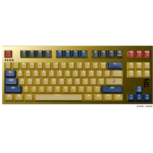 REALFORCE 東プレ キーボード REALFORCE × 機動戦士Zガンダム GX1 Plus 百式モデル X1PDH1 [百式イメージゴールド] [キーレイアウト：英語87 キースイッチ：静電容量無接点方式 インターフェイス：USB テンキー：なし(テンキーレス) キーストローク：4mm]