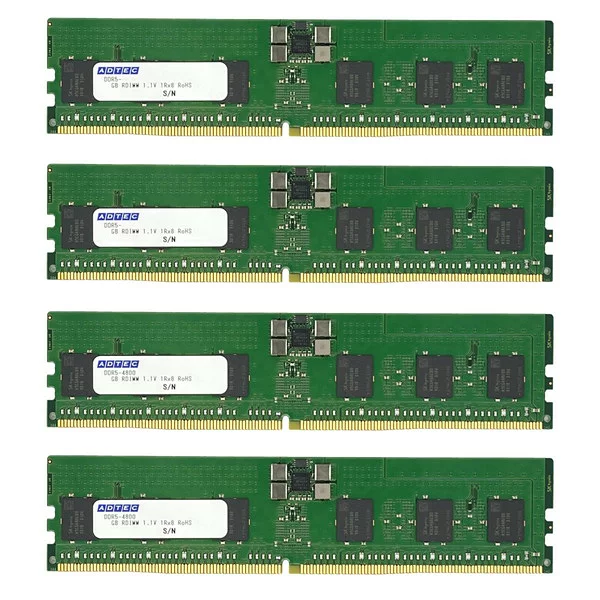ADTEC DDR5-5600 RDIMM 80bit 32GB(2Rx8)×4枚組 ADS5600D-R32GDBT4 ECC Registered PC5-44800 増設メモリ サーバ用 ワークステーション用 6年保証 アドテック【納期要確認・キャンセル不可・北海道沖縄離島配送不可】 -お取り寄せ- 4946516103599-ds