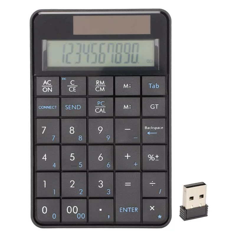 Vbestlife 電卓テンキー、29キー2 in 1 2.4GHzワイヤレスUSB電卓テンキー、ソーラーパネル付き、ラップトップ、銀行、学校、財務会計用