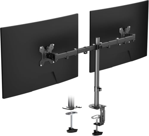 Pholiten デュアル液晶モニターアーム 32 インチまで 2 画面対応 耐荷重各10kg 多軸液晶ディスプレイ アームVESA75×75/100×100 高さ角度回転調整 MD97442SE