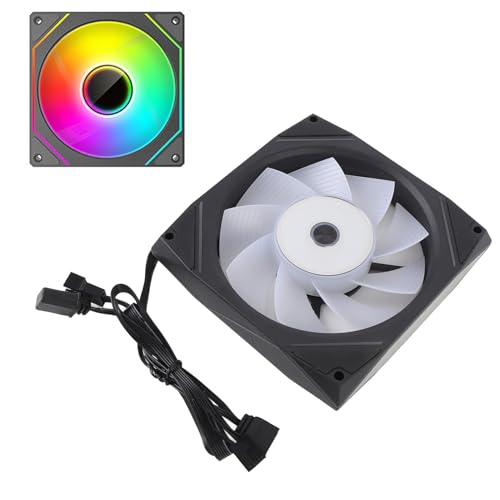 Yanmis 120mm PWMケースファン、1PCS 3PIN ARGB CASE CASE COIRE FAN 4PIN PWM SILVER PCファン9ブレード800-1800RPM冷却ファン、アンチショックパッド (BLACK) Yar1kngxwamo-11