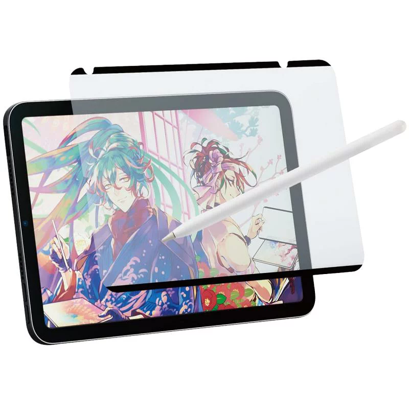 iPad エレコム iPad mini7 (A17 Pro 2024) mini6 (2021年) フィルム ペーパーテクスチャ 紙のような描き心地 着脱式 ケント紙 ブルーライトカット TBWA21SFLNSPLL