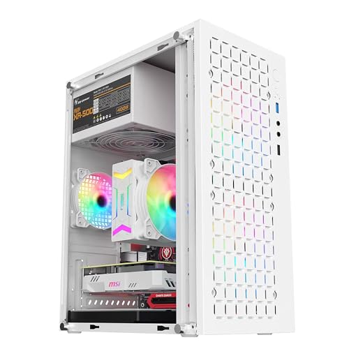 MOOTHMUSHI ゲーミングPC用ミドルタワー ，合金鋼製，白，M-ATX/ITX/Micro-ATX対応，風冷/空冷対応，特にアクリル製のサイドパネルを採用しており、内部のパーツを美しく見せることができます。 (ホワイト) computerchassis-H9