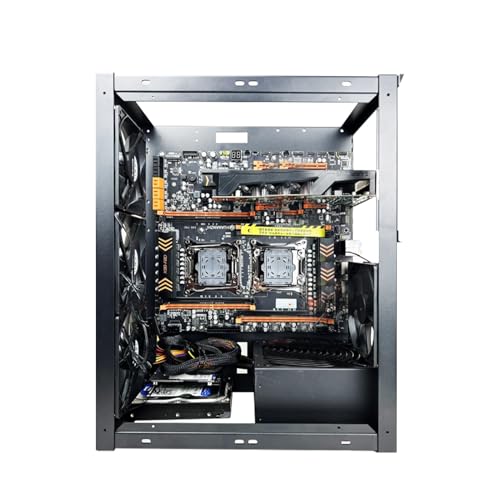コンピューターマザーボード ラック - 積み重ね可能なオープンシャーシ、アルミニウムフレーム、冷却ファンスタンド|熱散逸ブラケットのオーバークロック、カスタムPCビルドに最適な直立サポートデザイン RQVR68MOAOFN8GX0