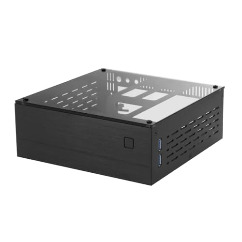 Jumundren A01 アルミニウム Mini-ITX HTPC デスクトップ コンピュータ シャーシ ブラック 強化ガラス HTPC Mini ITX DIY