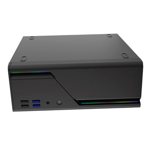 Tizuqe ポータブル ミニチュア ITX コンピュータ シャーシ スチール構造プロファイル 柔軟な向きでモニターの下またはキャビネットにフィット 金属製ミニチュア