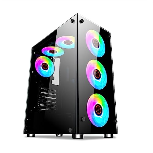 AR&JP ATX/M-ATX/ITX 対応 エアフロー 冷却重視 ミドルタワー コンパクト 強化ガラス 自作 ゲーミング（ファンン非搭載）