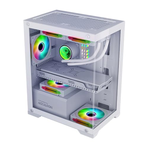 NTG Micro-ATX ITX 対応 ミドルタワー 小型 コンパクト 静音 ガラス RGB 自作 ゲーミング ガラスパネル (ホワイト（ファンン非搭載）)