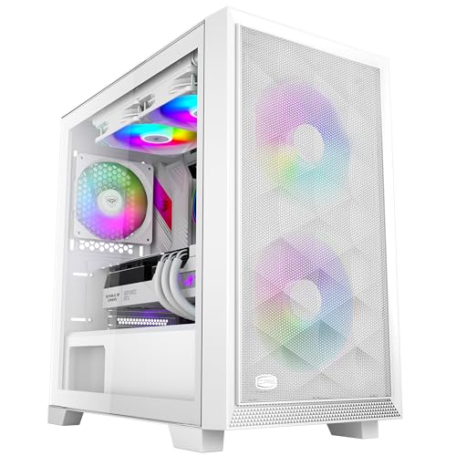 PCCOOLER CPS C3D310 ARGB M-ATX ミドルタワー, 非常に通気性の高い メッシュメタルフロントパネル エアフロー ITX ミドルタワー 2つのARGBファンを搭載, 最大350mmのGPU 長さをサポー, CPU冷却器高さ制限165 C3D310 WH ARGB