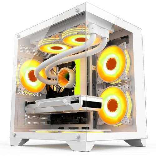 Yabure ミドルタワー 強化ガラス製 ゲーミング用途推奨 マイクロエーティーエックス・アイティーエックスマザーボード対応 空冷・水冷両対応 寸法348×280×377mm 透明パネルで内部が鮮明に見えるデザイン (ブラック,A)