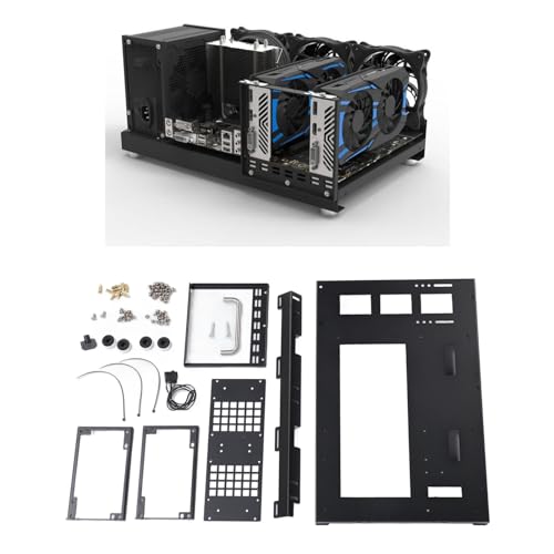 Zunate Computer ATX オープンマザーボードラック、DIYコンピューターマザーボード ラック、ATX MATX PCマザーボード フレーム、ハンドル付きゲーム用 オープンフレーム、ウォータークーラー対応, Zunate6mugxoewzd
