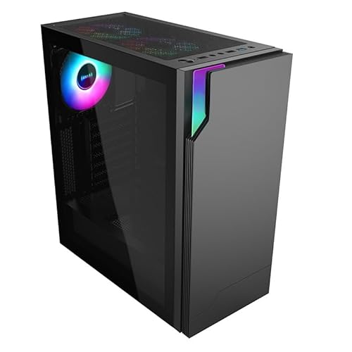 Tasydi ゲーミング 強化ガラスサイドパネル 透明 カラーLEDライト 対応 デスクトップ ミドルタワー 冷却 電源ユニット (黒です)