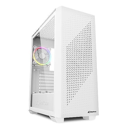 Sharkoon ミドルタワー VS9 RGB ホワイト ドットマトリックス風フロントパネル ATX/Micro ATX/Mini-ITX規格対応 120mmファン2基/120mm RGBファン1基標準搭載 冷却ファン6基搭載可能 USB3.0×2ポート U S5624595