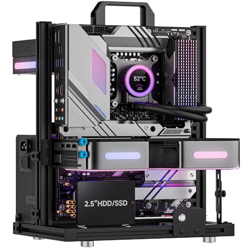 RGEEK アルミニウム製PCテストベンチ、オープンエア 、オープンフレームコンピューターシャーシ、DIY Techbenchサーバーラックマウント水平240液体クーラー 、ATX MATX Micro ATX ITXマザーボード用