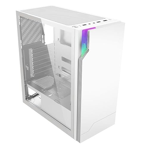 Tasydi ゲーミング 強化ガラスサイドパネル 透明 カラーLEDライト 対応 デスクトップ ミドルタワー 冷却 電源ユニット (白です)