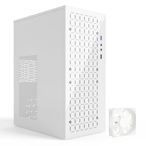 TGDGAMER 高エアフローマイクロATX - MATX、Mini-ITX対応、USB2.0x2 I/Oポート付きスリム、ファンなしのホワイト H6-3000 airflow-W