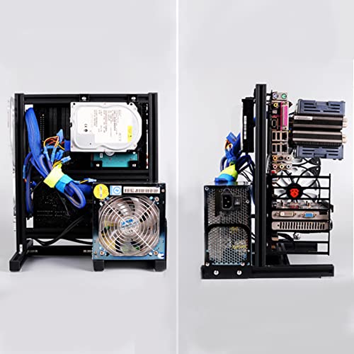 ASHATA ATX MATX ITX オープンシャーシ マザーボー、20 * 20 アルミ合金 PC ITX マザーボードフレーム ITX ATX MATX フレーム 垂直 オープン シャーシ + ハンドル (黒)