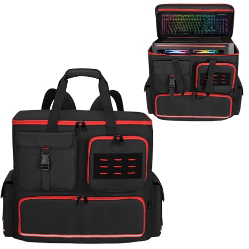 FURIMETY コンピューターデスクトップタワーバックパック ボトムパッド付き PCトラベルバッグ ATX/M-ATXメインフレームシャーシ対応 デスクトップキャリー キーボード、ケーブル、マウス、アクセサリー用 ブラック