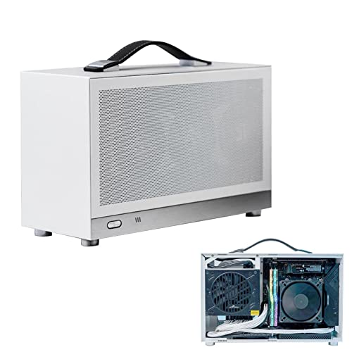 PROKTH SURD【超小型】シャーシ コンピュータ ミドルタワー PCフレーム シャーシ ハンドル付き ATX/-ATX/ITXシャーシ 4面メッシュパネル 8.1L容量 垂直内部スペース設計 SPCC鋼板＋アルミ合金 耐久性 防錆処理 変形せず 取 WVAZ3B648G4MH7CEEHP
