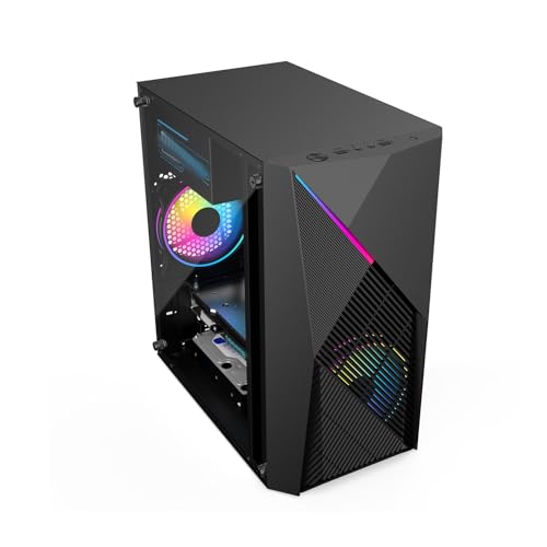 ARrase ミッドタワー 、黒の透明サイドパネル 、RGBライトバー付きゲーム 、M-ATX/ITXをサポート、2ファン、USB3.0、水冷をサポート