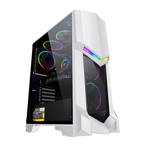 XLTFUC ミッドタワーコンピュータ ATX、M-ATX、ITX、強化ガラスサイドパネル ミッドタワーゲーミング 、最大165mmのラジエーターをサポート 水冷をサポート(White)