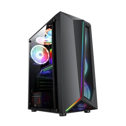 ARrase コンピュータ 、PC ゲーム 、ATX/M-ATX/ITX サポート、6 ファン、水冷サポート、前面の RGB ライトバー、オフィスゲームに最適 (Color : Black)