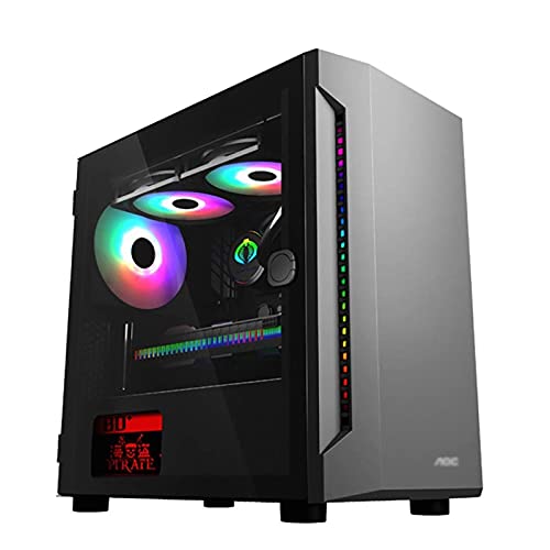 ZXFF ゲームコンソール、ミッドタワーM-ATX PCコンピュータ 、サイド上のフルトランスペアレント焼戻しガラスパネル、デスクトップPCのためのUSB3.0 / USB 2.0 (Color : Black)