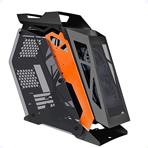 eモンズ 【 黒鷺城 】 ゲーミング MicroATX MiniITX ミドルタワー 黒 RGBファン4基 水冷対応 強化ガラス リモコン アルミキーボード付 静音 自作 増設 カスタマイズ