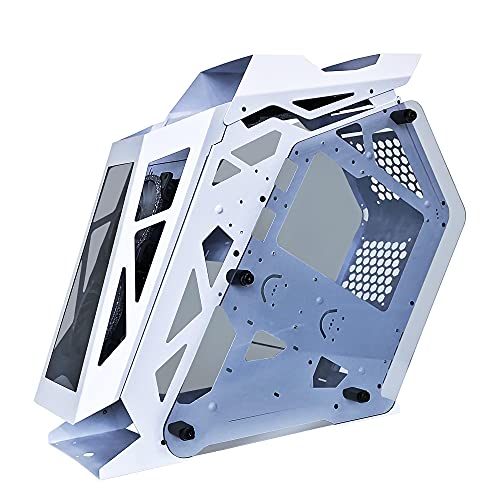 eモンズ 【 白鷺城 】 白 RGBファン4基 水冷対応 ゲーミング MicroATX MiniITX ミドルタワー 強化ガラス リモコン アルミキーボード付 静音 自作 増設 カスタマイズ