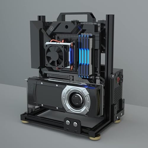 Egowz PCクリエイティブ組み立てフレームテストベンチ、オープンエアフレーム 、DIYコンピューターマザーボード ラック、ITX ATX ATX オープンアルミニウムフレームシャーシ(MATX)