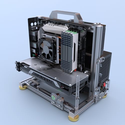 DALAIBUKESI DIYオープンフレームPCシャーシ、アルミニウムコンピュータ 、MATXマザーボード対応、優れた冷却、Type-Cサポート