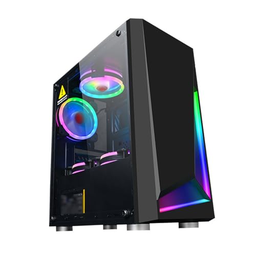 ARrase Micro-ATX Mini-ITXゲーミングコンピュータ をサポート、8ファン搭載、ライトバー、ゲームやオフィスワークに最適 (Color : Black), ブラック, 65824