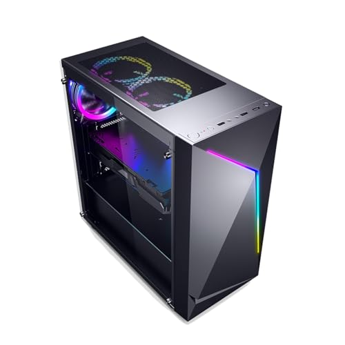 XLTFUC ミッドタワーコンピュータ ATX、M-ATX、ITX、ミッドタワーゲーミング 強化ガラスサイドパネル、最大160mmのラジエーターをサポート 水冷をサポート(Black)