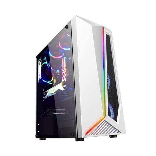ARrase コンピュータ 、PC ゲーム 、ATX/M-ATX/ITX サポート、6 ファン、水冷サポート、前面の RGB ライトバー、オフィスゲームに最適 (Color : White)