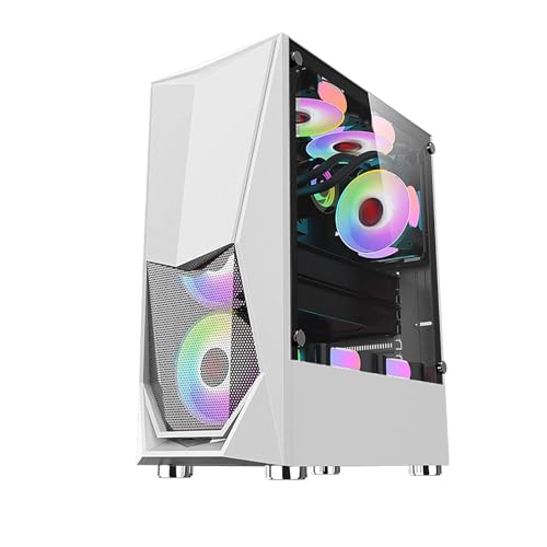ARrase ゲーミングコンピュータ 、ミッドタワー 、ATX、M-ATX、ITX対応、強化ガラスサイドパネル、8ファン、水冷対応 (Color : White)