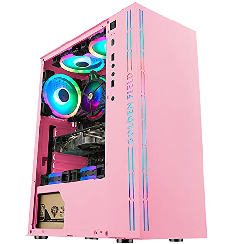 MTFZD ゲーミング 、ミッドタワーATX/M-ATX PCゲーミング 、強化ガラスサイドパネル、RGBライトバー付き、デスクトップコンピューターに適しています (Color : C)