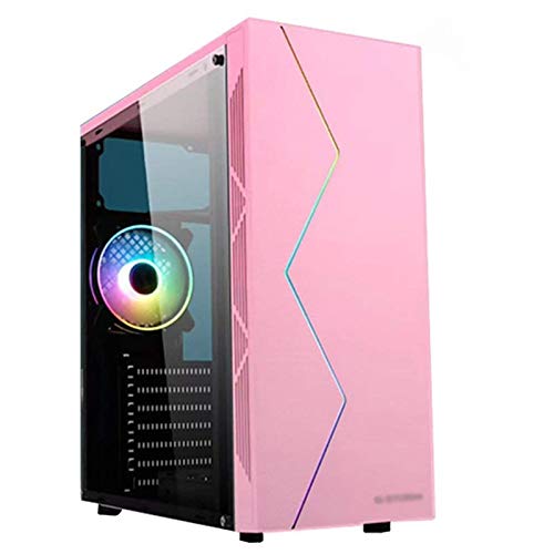 ZXFF ATXミッドタワーPCゲーミング 、リムーバブルダストフィルター、完全透明アクリルサイドパネル、RGBフロントパネル、プレインストール120mmファン、ピンク