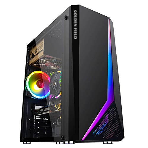 LyxosVee PCゲーム 、ATX ミッドタワーゲーミング 、1つのアクリルガラス窓、トップUSB3.0 / USB2.0 /オーディオポート、RGBライトバー、パーソナライズパネルが装備されています。 (Color : Black)